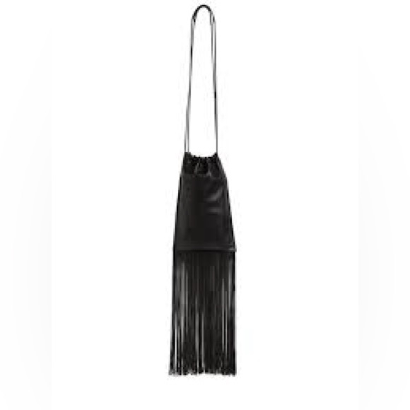 Jil Sander Designer Black Leather Tassle Fringe Unique Smooth Bag Handbag Should - Picture 4 of 16